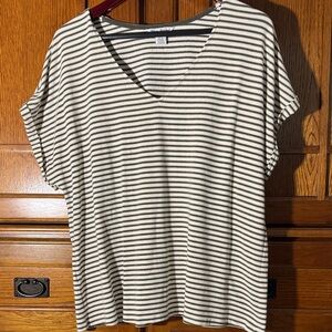 EUC Tommy Bahama Kauai Metalic Shimmer Striped V-Neck Tee size Large